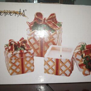 Elements Candles, set of three in a porcelain jewellery box